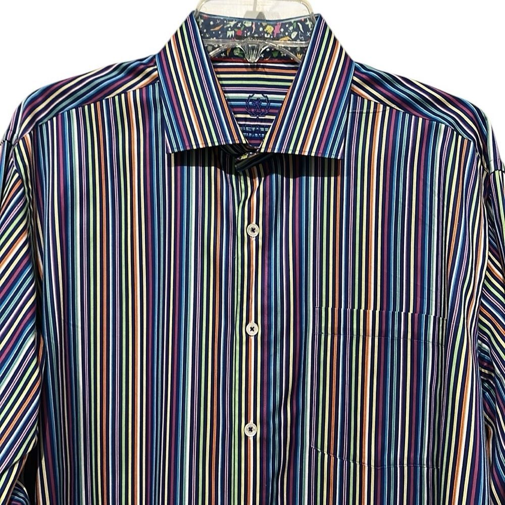 Bugatchi Colorful Striped Classic Fit Long Sleeve Button Down Shirt XL